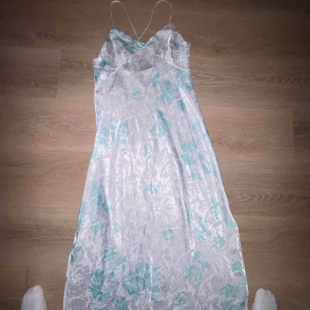 Vintage Miss dior floral print silky lingerie slip dress set
